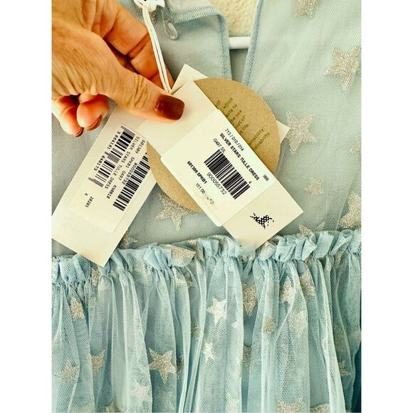 NWT Stella Mc Cartney child light blue tulle dress with silver star Size 4 - Picture 4 of 6